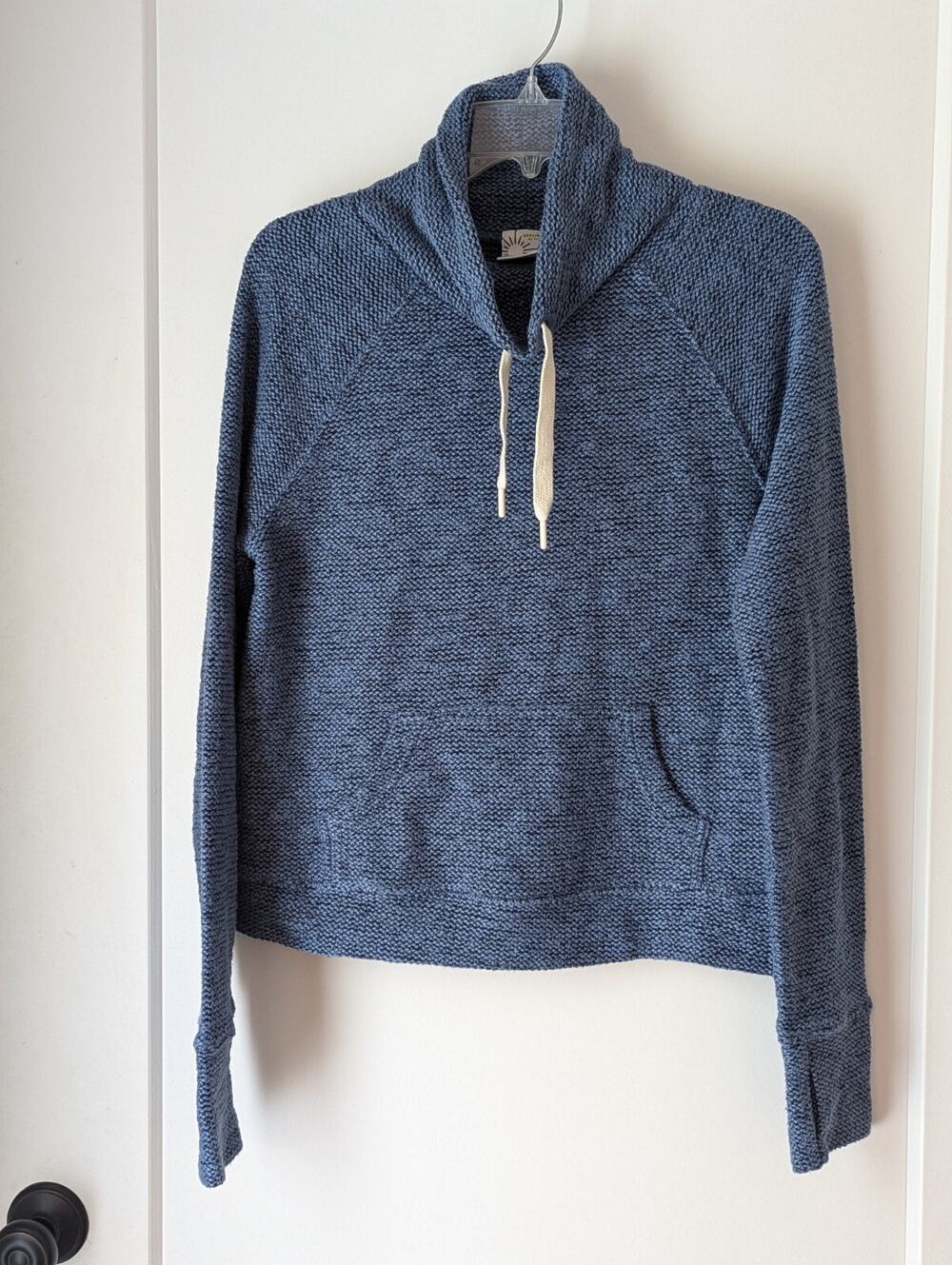 Offline By Aerie Ladies S|P Blue Sweater Cowl Neck Kangaroo Pocket Casual